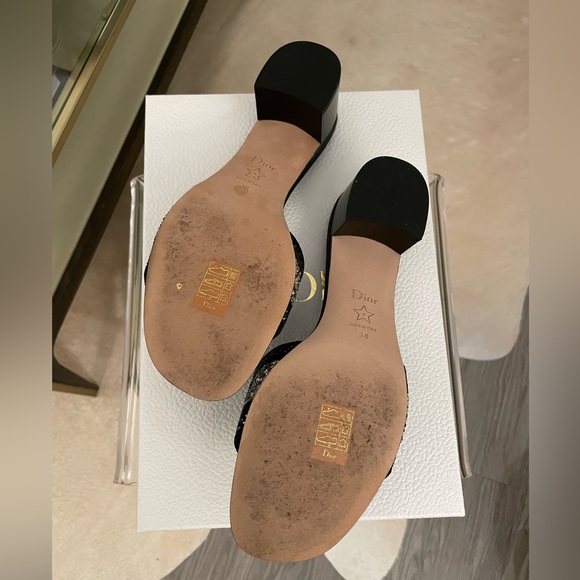 Dway Heeled Slide Black with Metallic Thread and Silver-Tone Strass - Picture 5 of 13